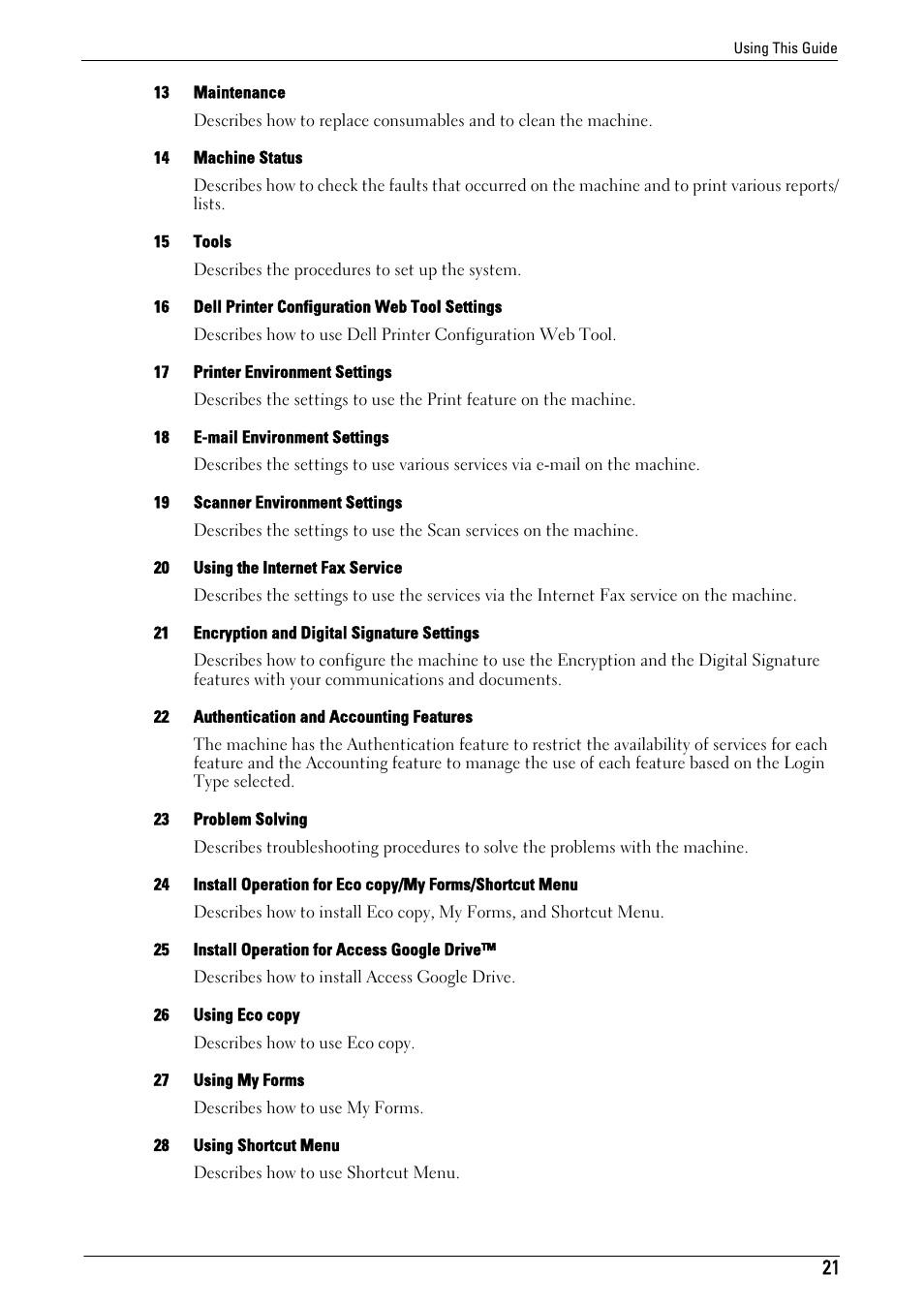 Dell C7765DN MFP Color Laser Printer User Manual | Page 21 / 831