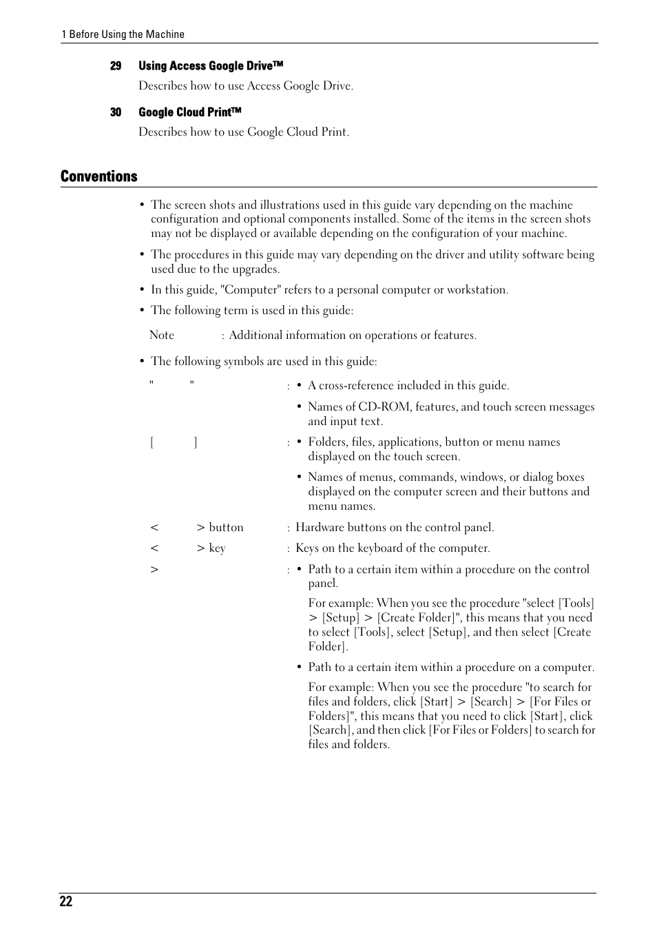 Conventions | Dell C7765DN MFP Color Laser Printer User Manual | Page 22 / 831