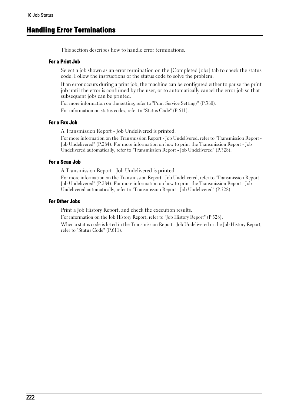 Handling error terminations | Dell C7765DN MFP Color Laser Printer User Manual | Page 222 / 831
