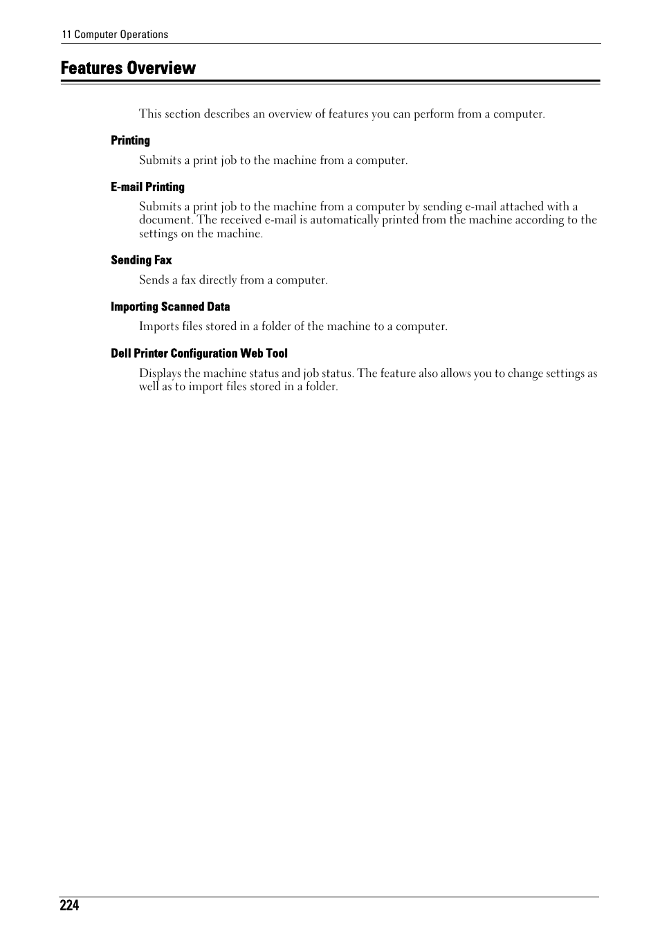 Features overview | Dell C7765DN MFP Color Laser Printer User Manual | Page 224 / 831