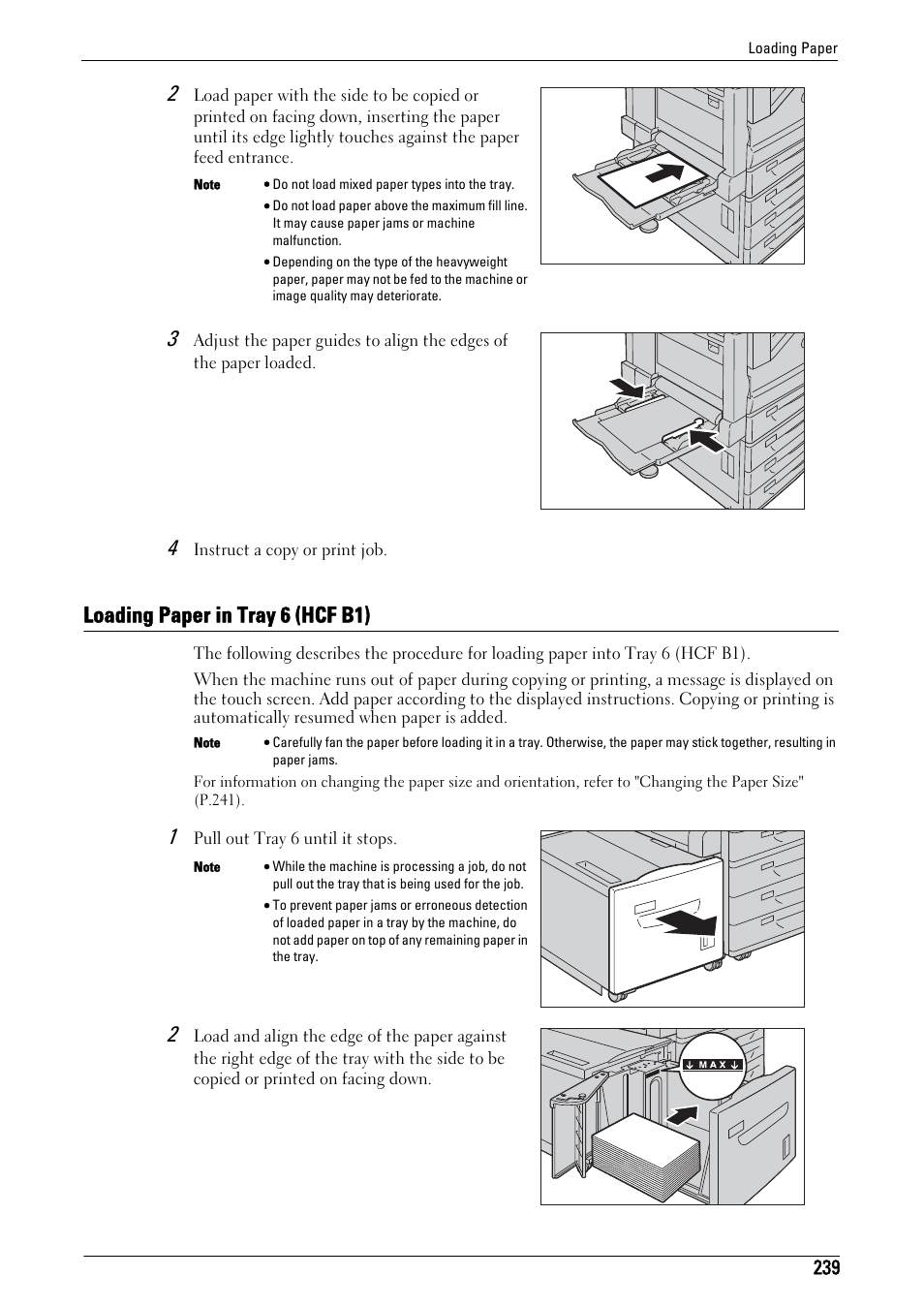 Loading paper in tray 6 (hcf b1) | Dell C7765DN MFP Color Laser Printer User Manual | Page 239 / 831