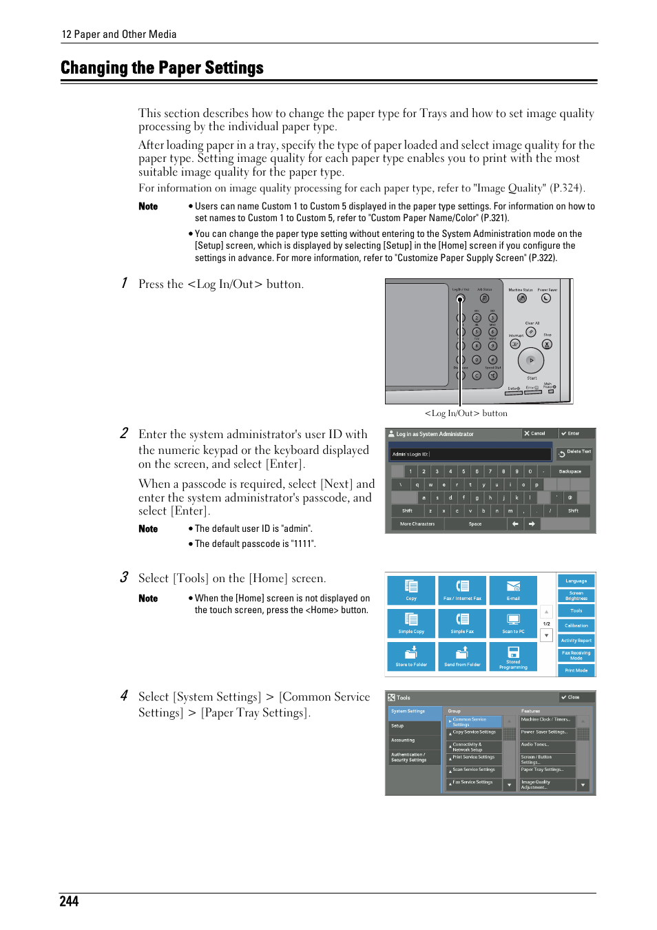 Changing the paper settings, P.244), Changing the paper settings" (p.244) | Fer to "changing the paper settings" (p.244) | Dell C7765DN MFP Color Laser Printer User Manual | Page 244 / 831