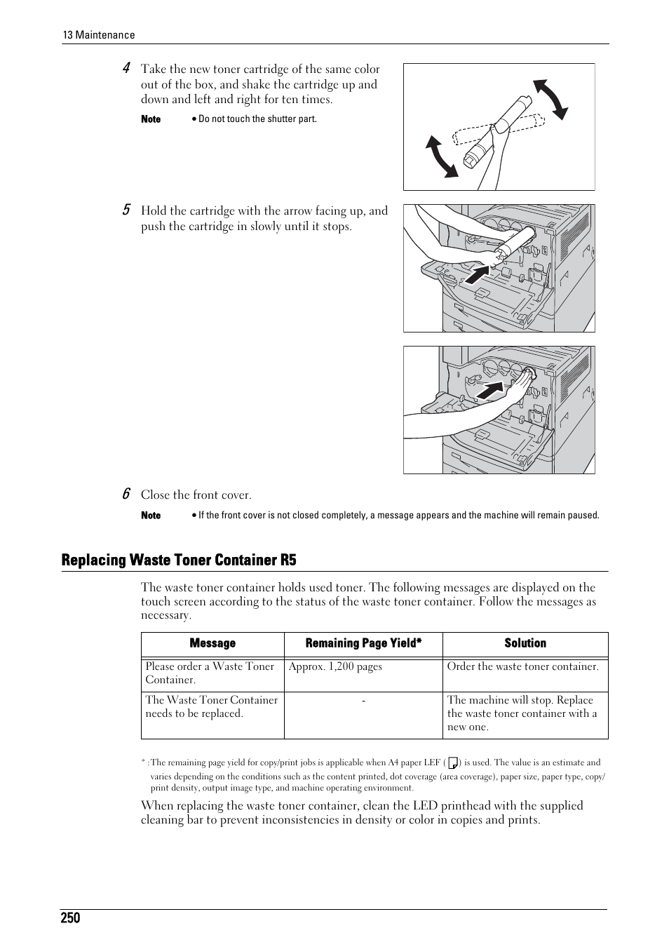 Replacing waste toner container r5 | Dell C7765DN MFP Color Laser Printer User Manual | Page 250 / 831