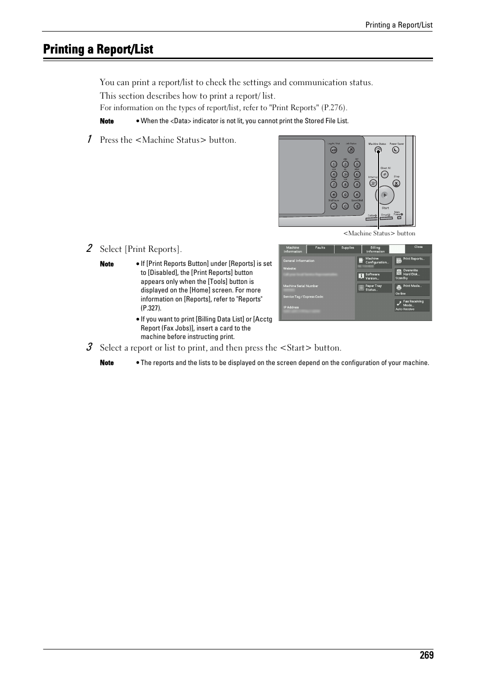 Printing a report/list | Dell C7765DN MFP Color Laser Printer User Manual | Page 269 / 831