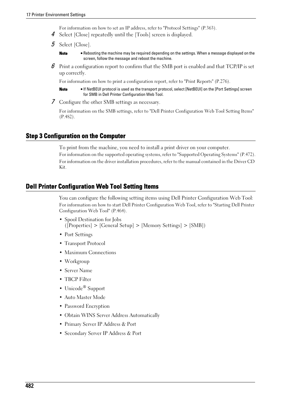 Step 3 configuration on the computer, Dell printer configuration web tool setting items, Dell printer | Configuration web tool setting items" (p.482) | Dell C7765DN MFP Color Laser Printer User Manual | Page 482 / 831