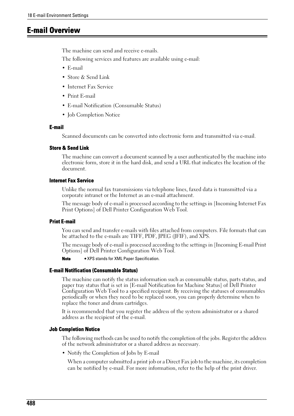 E-mail overview | Dell C7765DN MFP Color Laser Printer User Manual | Page 488 / 831