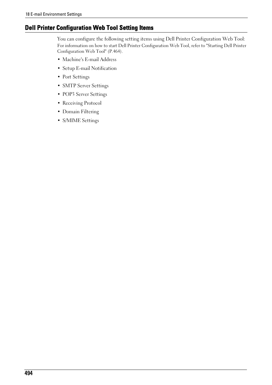 Dell printer configuration web tool setting items, Tool setting items" (p.494) | Dell C7765DN MFP Color Laser Printer User Manual | Page 494 / 831