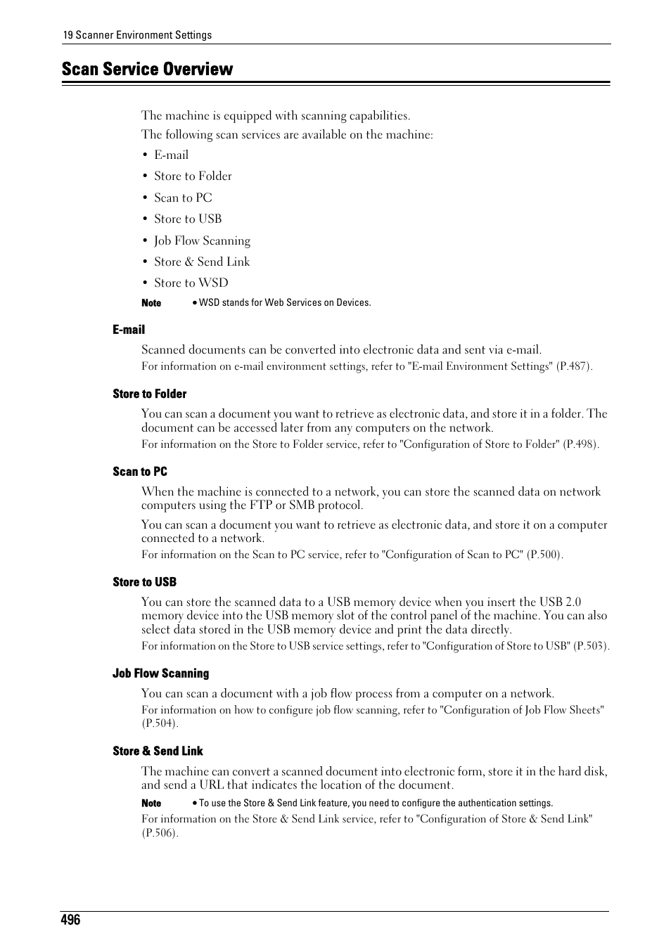 Scan service overview, Store to usb" (p.496) | Dell C7765DN MFP Color Laser Printer User Manual | Page 496 / 831