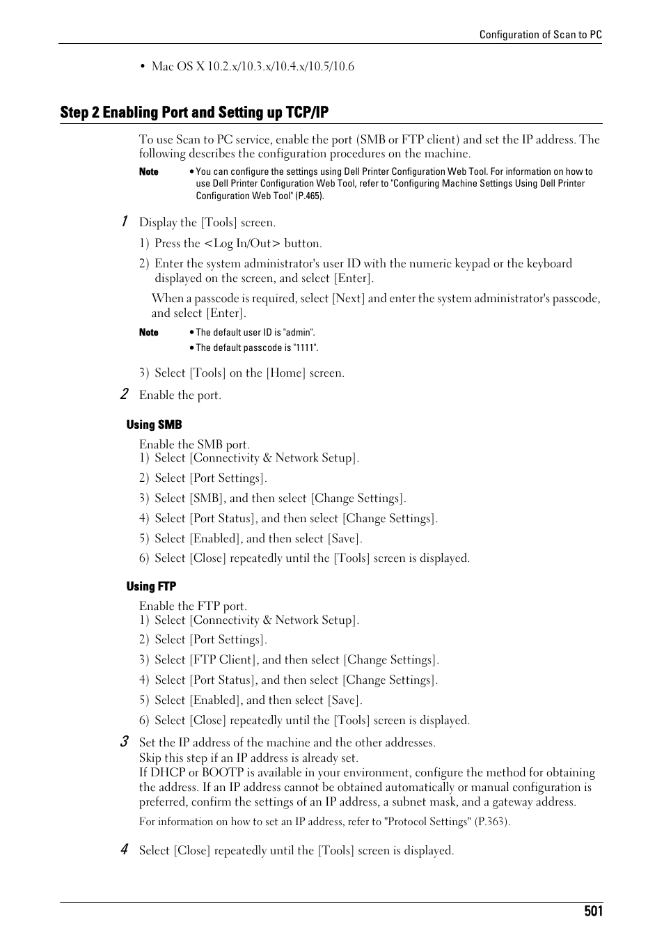 Step 2 enabling port and setting up tcp/ip | Dell C7765DN MFP Color Laser Printer User Manual | Page 501 / 831