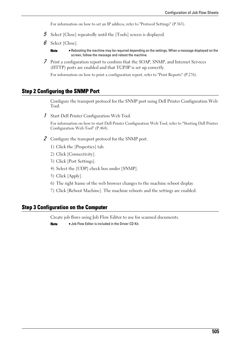 Step 2 configuring the snmp port, Step 3 configuration on the computer | Dell C7765DN MFP Color Laser Printer User Manual | Page 505 / 831