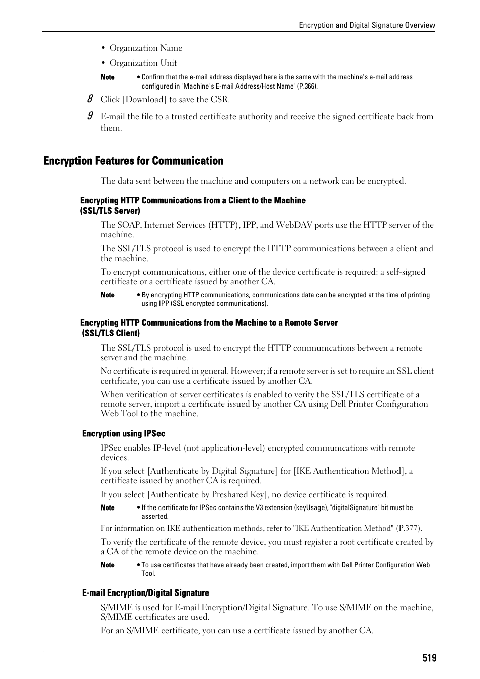 Encryption features for communication | Dell C7765DN MFP Color Laser Printer User Manual | Page 519 / 831