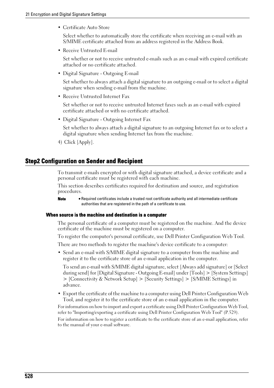 Step2 configuration on sender and recipient | Dell C7765DN MFP Color Laser Printer User Manual | Page 528 / 831