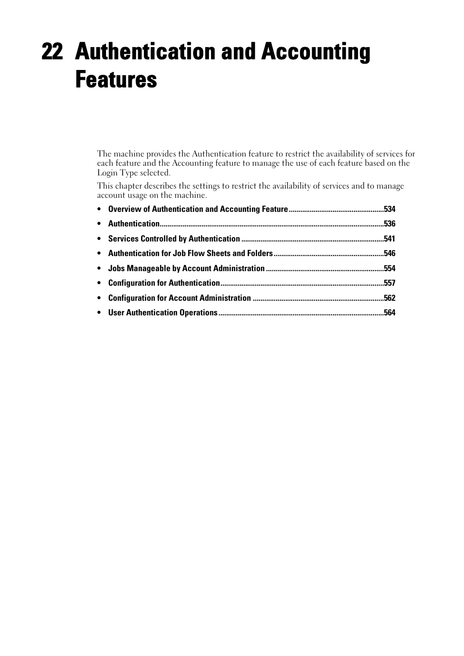 22 authentication and accounting features, Authentication and accounting features, To "authentication and accounting | Features" (p.533) | Dell C7765DN MFP Color Laser Printer User Manual | Page 533 / 831
