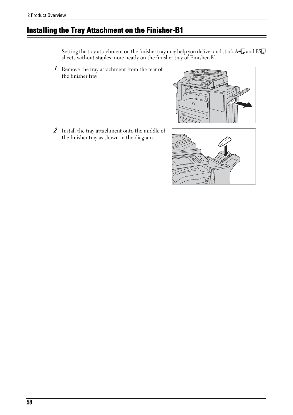 Installing the tray attachment on the finisher-b1 | Dell C7765DN MFP Color Laser Printer User Manual | Page 58 / 831