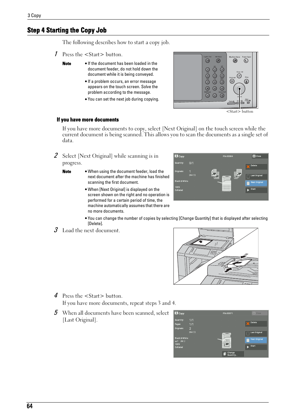 Step 4 starting the copy job | Dell C7765DN MFP Color Laser Printer User Manual | Page 64 / 831