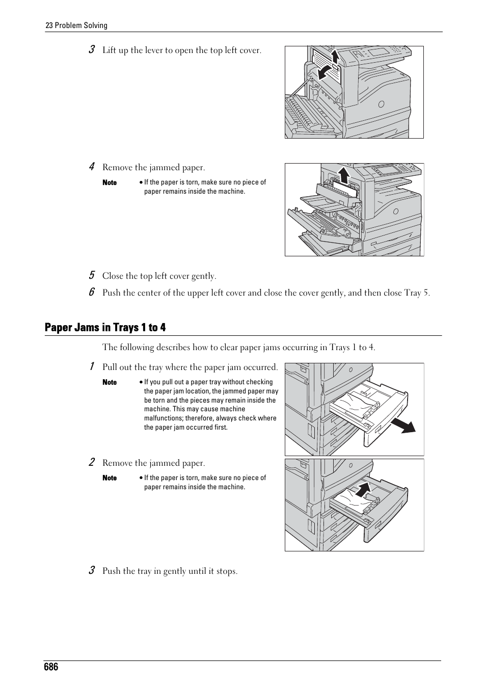 Paper jams in trays 1 to 4 | Dell C7765DN MFP Color Laser Printer User Manual | Page 686 / 831