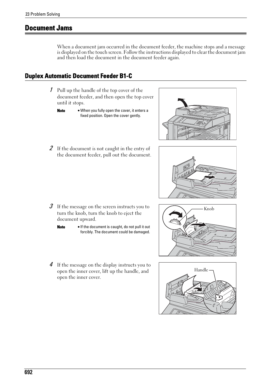 Document jams, Duplex automatic document feeder b1-c, Ms, refer to "document jams | P.692), Document jams" (p.692), Refer to "document jams" (p.692) | Dell C7765DN MFP Color Laser Printer User Manual | Page 692 / 831