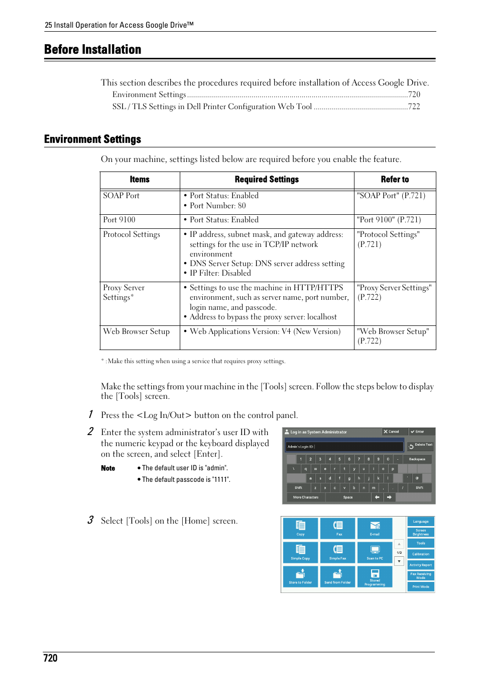 Before installation, Environment settings | Dell C7765DN MFP Color Laser Printer User Manual | Page 720 / 831