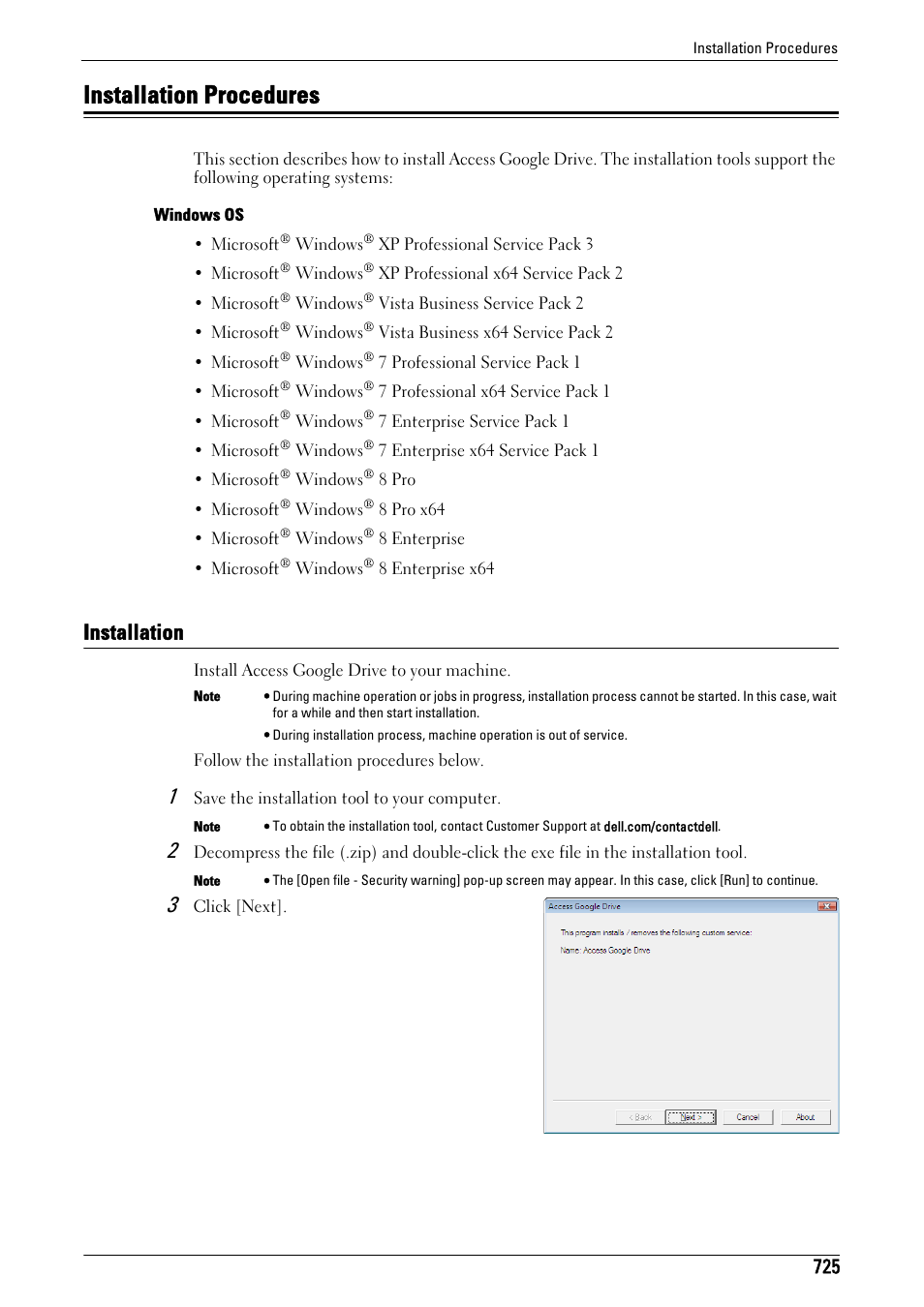 Installation procedures, Installation | Dell C7765DN MFP Color Laser Printer User Manual | Page 725 / 831