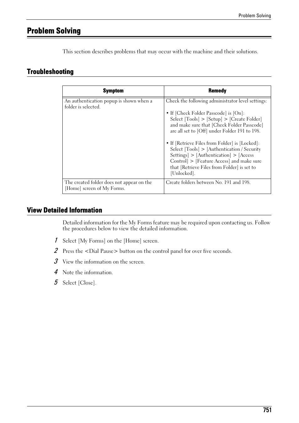 Problem solving, Troubleshooting, View detailed information | Troubleshooting view detailed information | Dell C7765DN MFP Color Laser Printer User Manual | Page 751 / 831