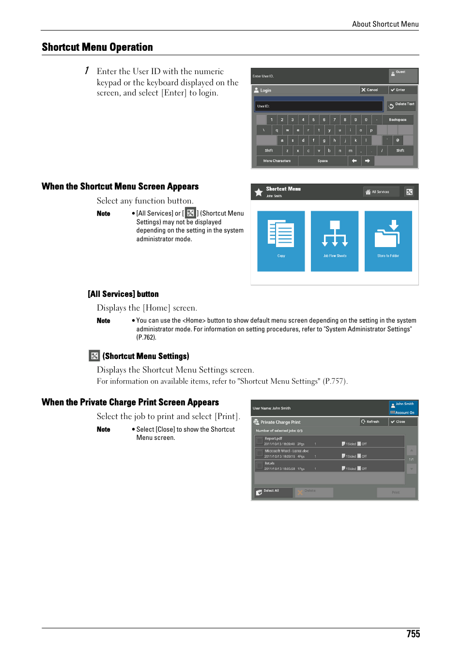 Shortcut menu operation, Shortcut menu o | Dell C7765DN MFP Color Laser Printer User Manual | Page 755 / 831