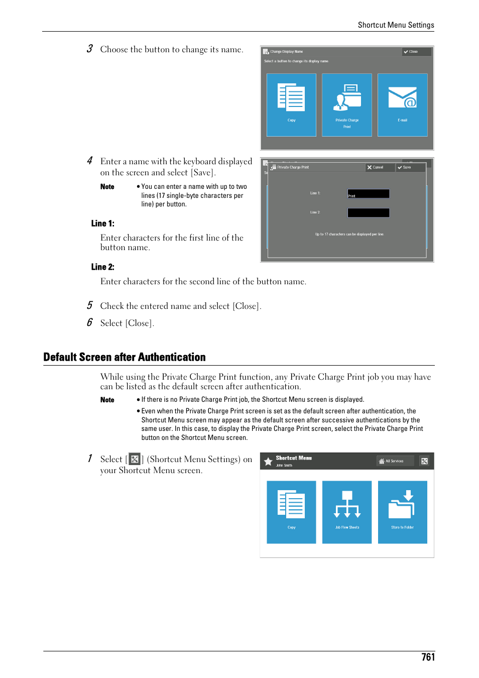Default screen after authentication, Fer to "default screen, After authentication" (p.761) | Dell C7765DN MFP Color Laser Printer User Manual | Page 761 / 831