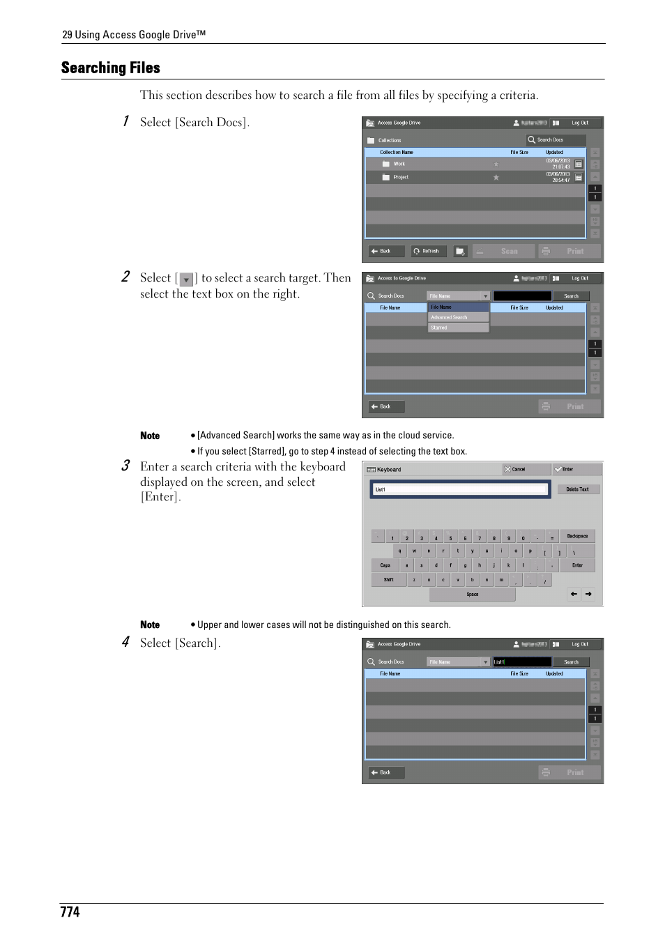 Searching files, Fer to "searching files" (p.774), Refer to "searching files" (p.774) | Dell C7765DN MFP Color Laser Printer User Manual | Page 774 / 831