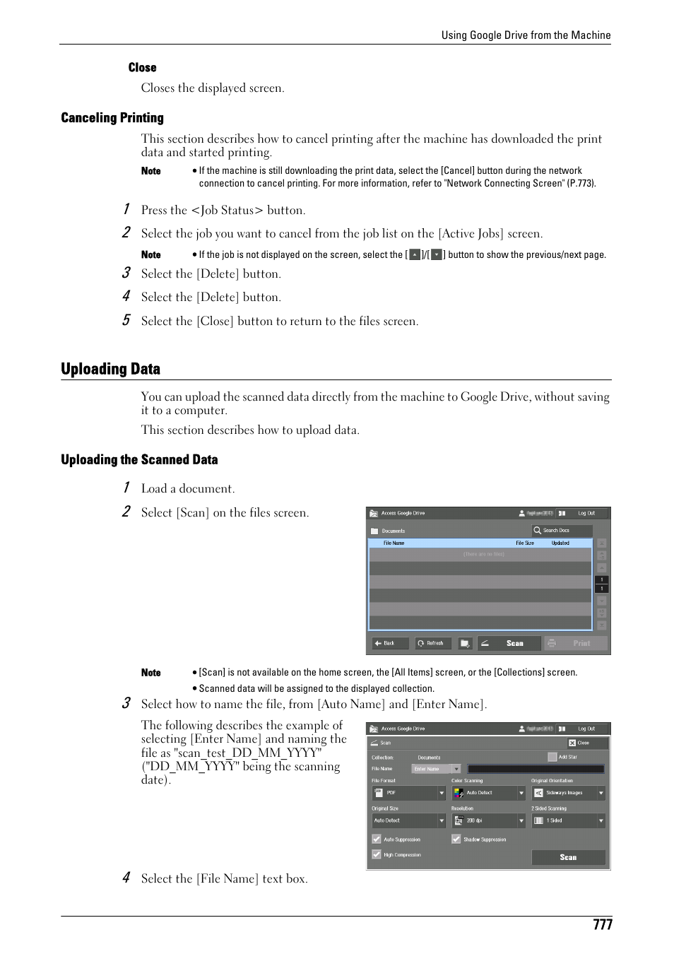 Uploading data, To "uploading the scanned data" (p.777) | Dell C7765DN MFP Color Laser Printer User Manual | Page 777 / 831