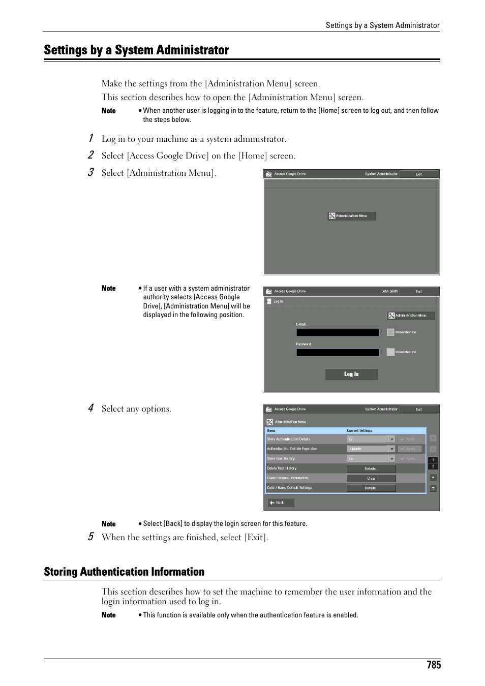 Settings by a system administrator, Storing authentication information | Dell C7765DN MFP Color Laser Printer User Manual | Page 785 / 831