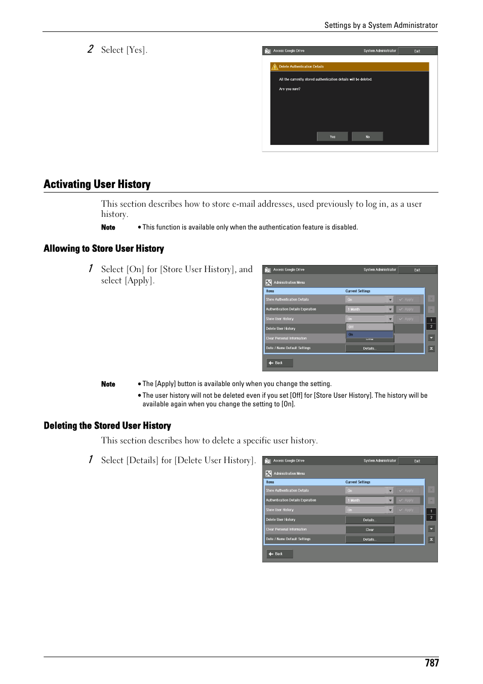 Activating user history | Dell C7765DN MFP Color Laser Printer User Manual | Page 787 / 831