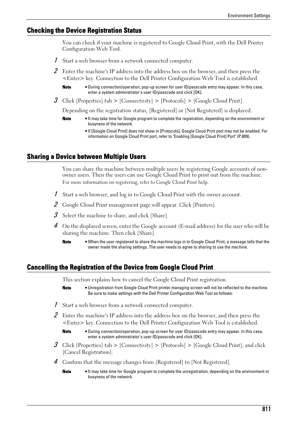 Checking the device registration status, Sharing a device between multiple users | Dell C7765DN MFP Color Laser Printer User Manual | Page 811 / 831
