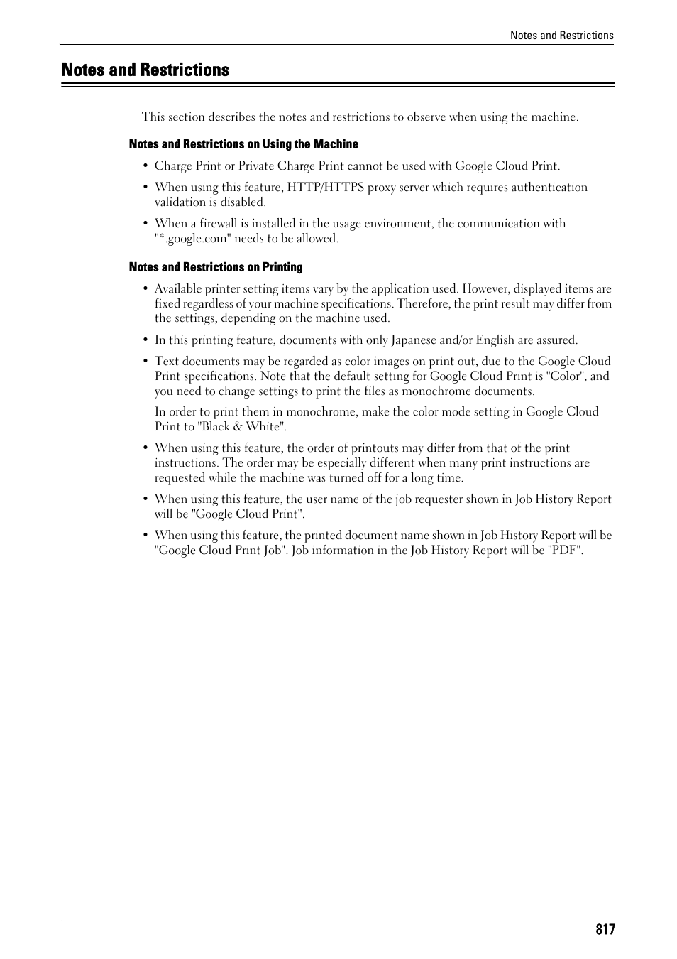 Notes and restrictions | Dell C7765DN MFP Color Laser Printer User Manual | Page 817 / 831