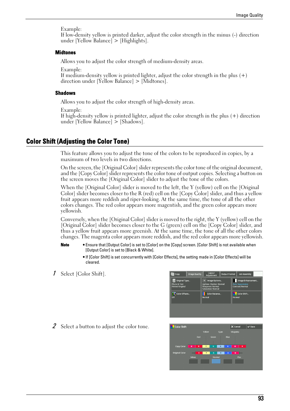 Color shift (adjusting the color tone), Color shift | Dell C7765DN MFP Color Laser Printer User Manual | Page 93 / 831