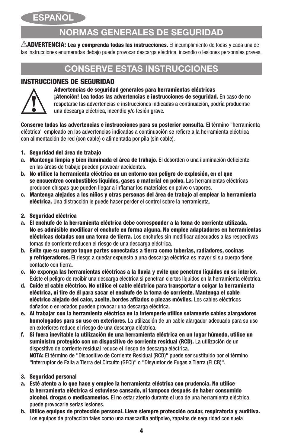 Instrucciones de seguridad | Black & Decker Linea Pro ITM90545036 User Manual | Page 4 / 27