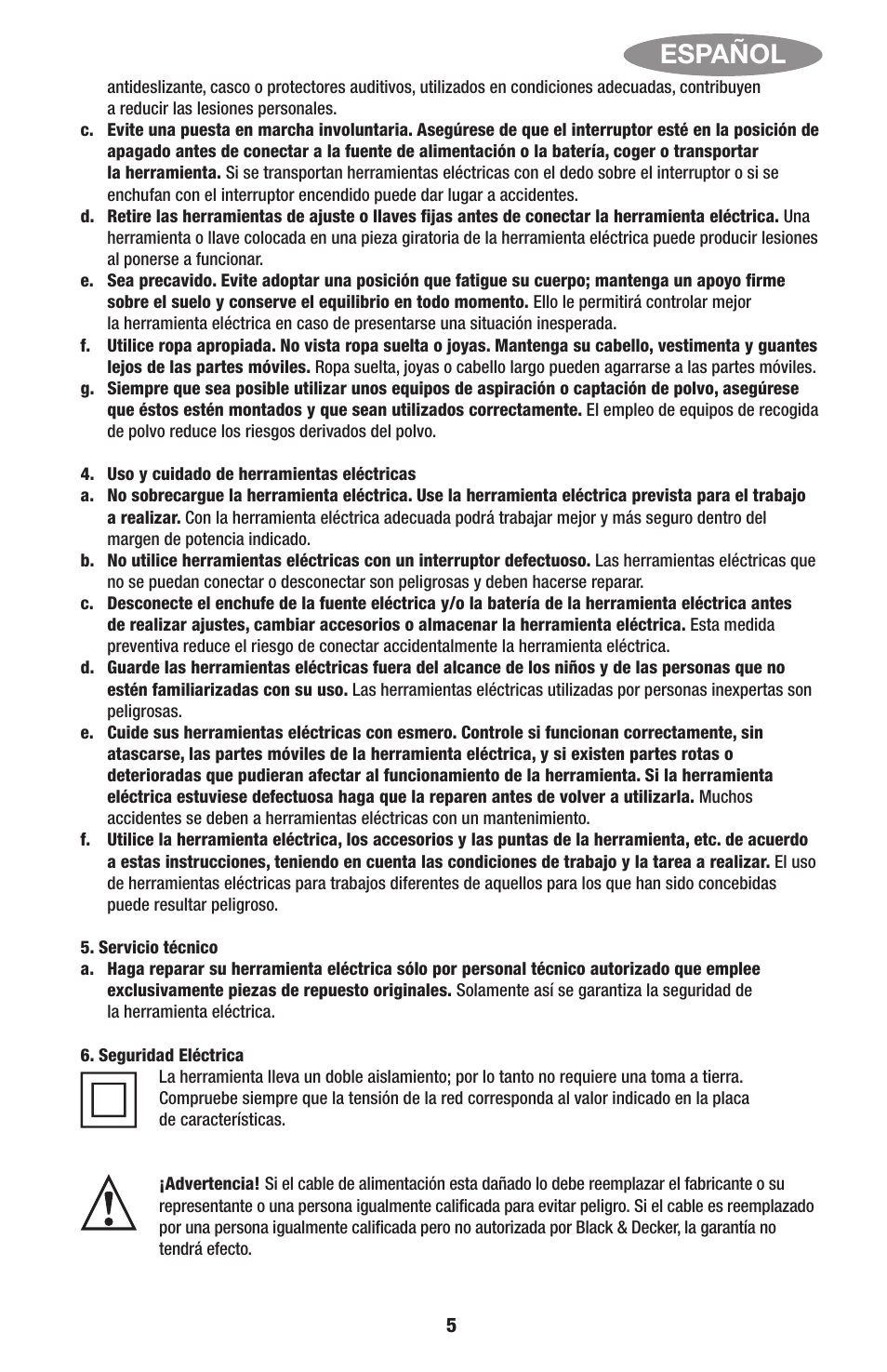 Español | Black & Decker Linea Pro ITM90545036 User Manual | Page 5 / 27