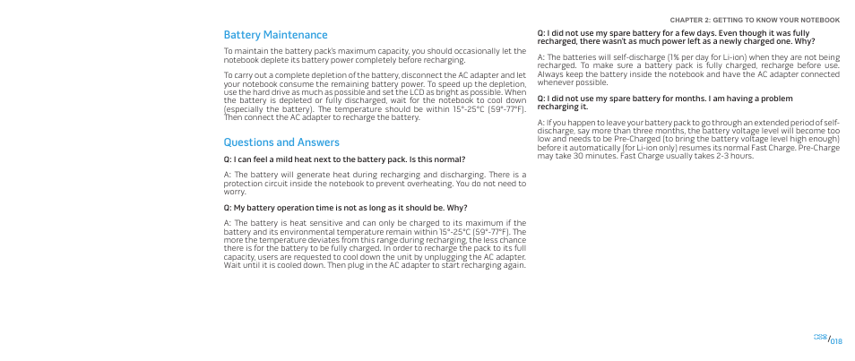 Battery maintenance, Questions and answers | Dell Alienware M17x (Mid 2009) User Manual | Page 18 / 92