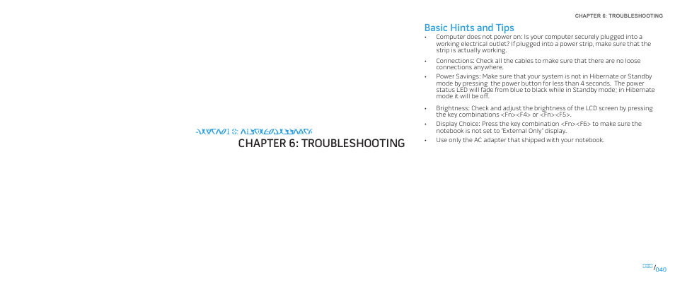 Chapter 6: troubleshooting, Basic hints and tips | Dell Alienware M17x (Mid 2009) User Manual | Page 40 / 92