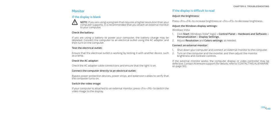 Monitor | Dell Alienware M17x (Mid 2009) User Manual | Page 48 / 92