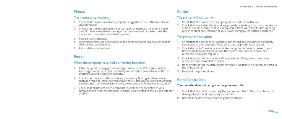 Mouse, Power, Printer | Game controllers | Dell Alienware M17x (Mid 2009) User Manual | Page 49 / 92