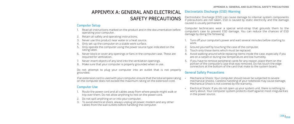 Appen, Dix a: general and electrical safety precautions | Dell Alienware M17x (Mid 2009) User Manual | Page 58 / 92