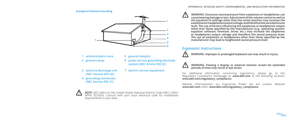 Ergonomic instructions | Dell Alienware M17x (Mid 2009) User Manual | Page 63 / 92