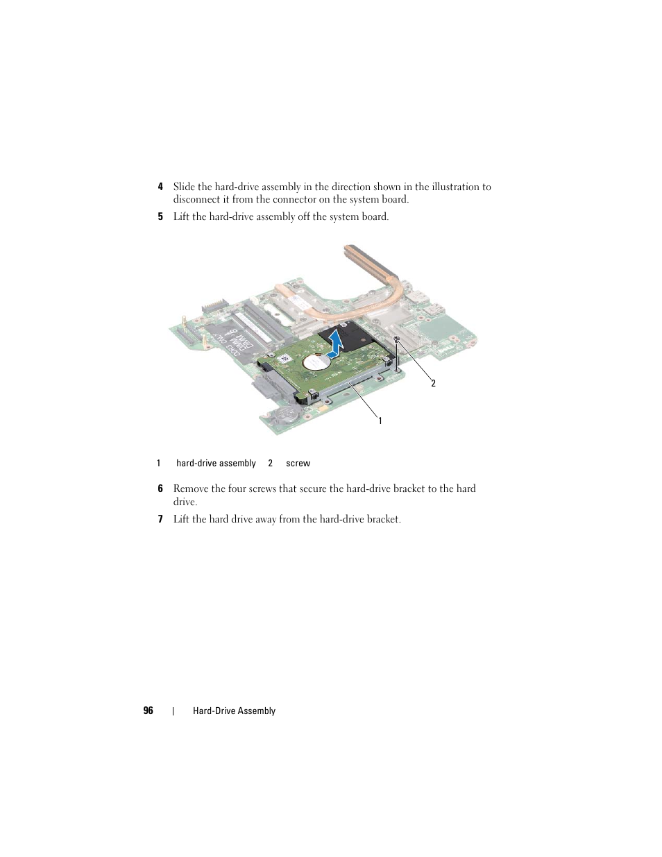 Step 5 in "removing the ha | Dell Inspiron M411R (Mid 2011) User Manual | Page 96 / 106