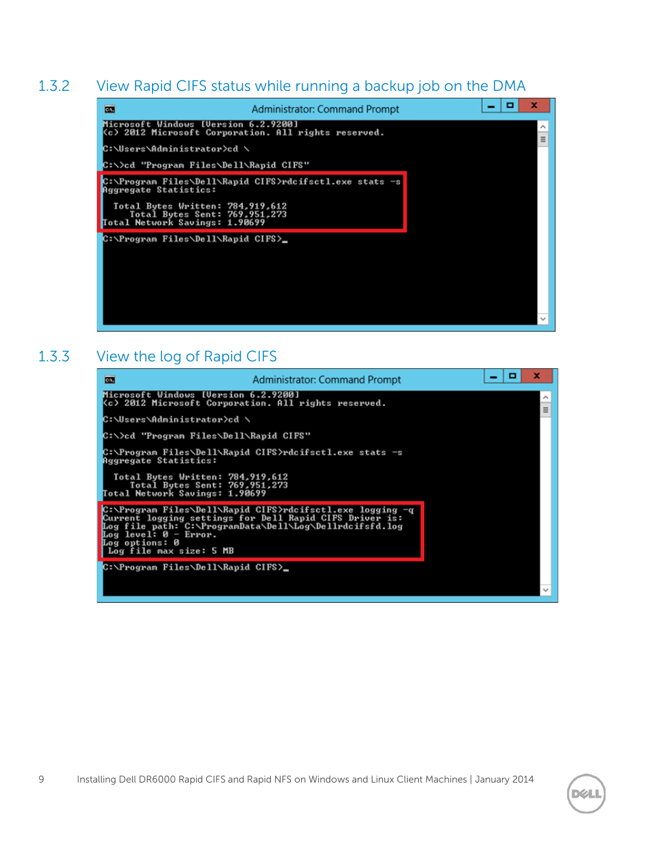 3 view the log of rapid cifs, View the log of rapid cifs | Dell PowerVault DR6000 User Manual | Page 9 / 15