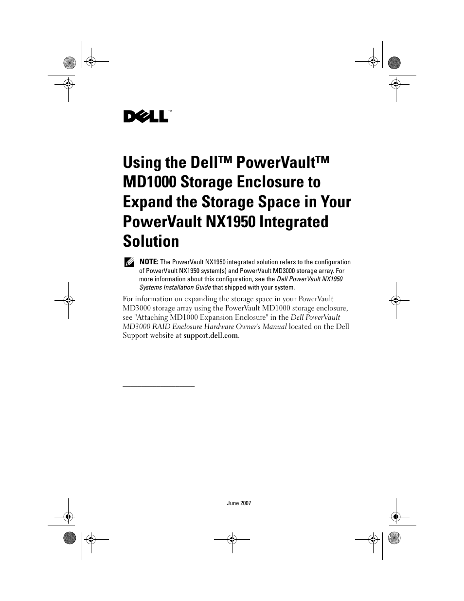Dell PowerVault NX1950 User Manual | 2 pages