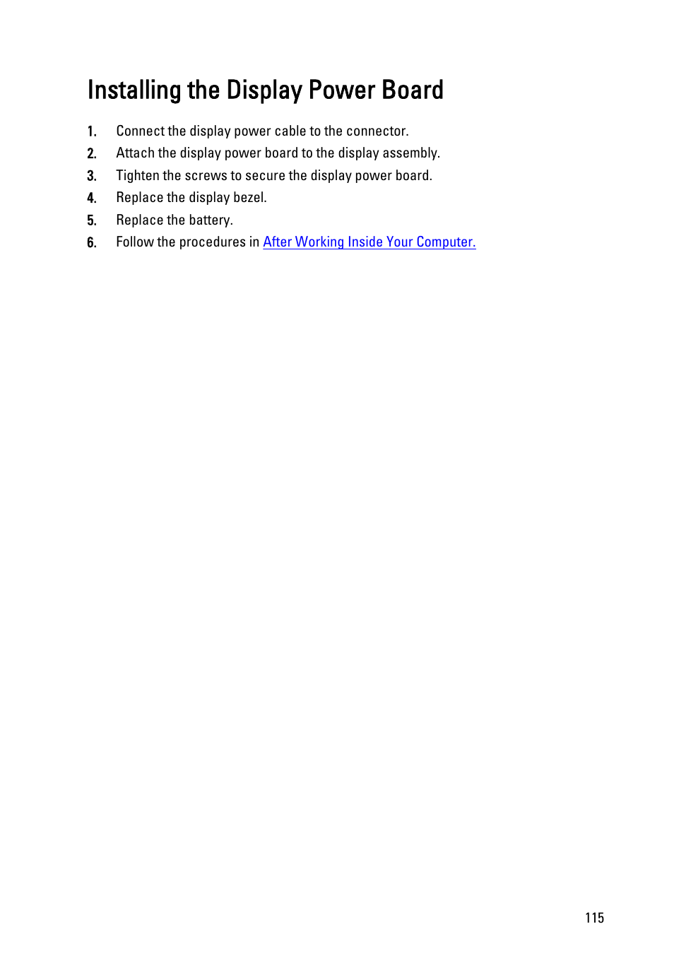 Installing the display power board | Dell Latitude XT3 (Mid 2011) User Manual | Page 115 / 147