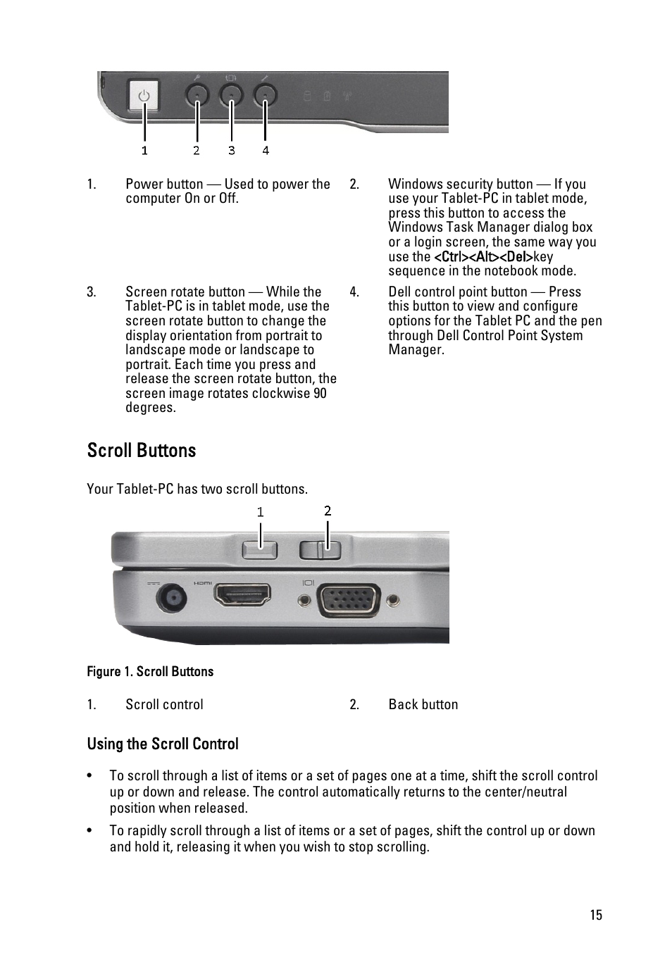 Scroll buttons | Dell Latitude XT3 (Mid 2011) User Manual | Page 15 / 147