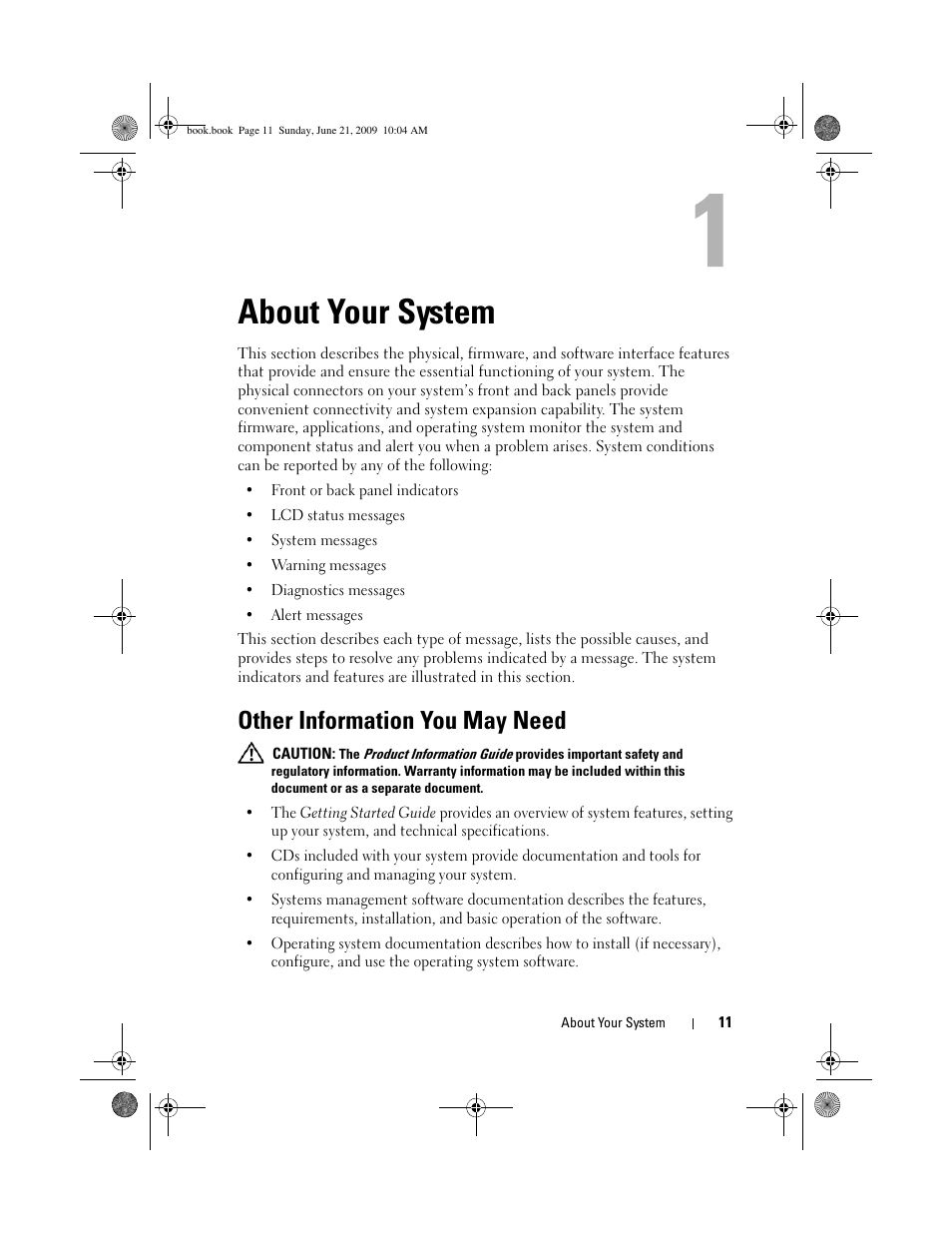 About your system, Other information you may need | Dell PowerEdge T300 User Manual | Page 11 / 194