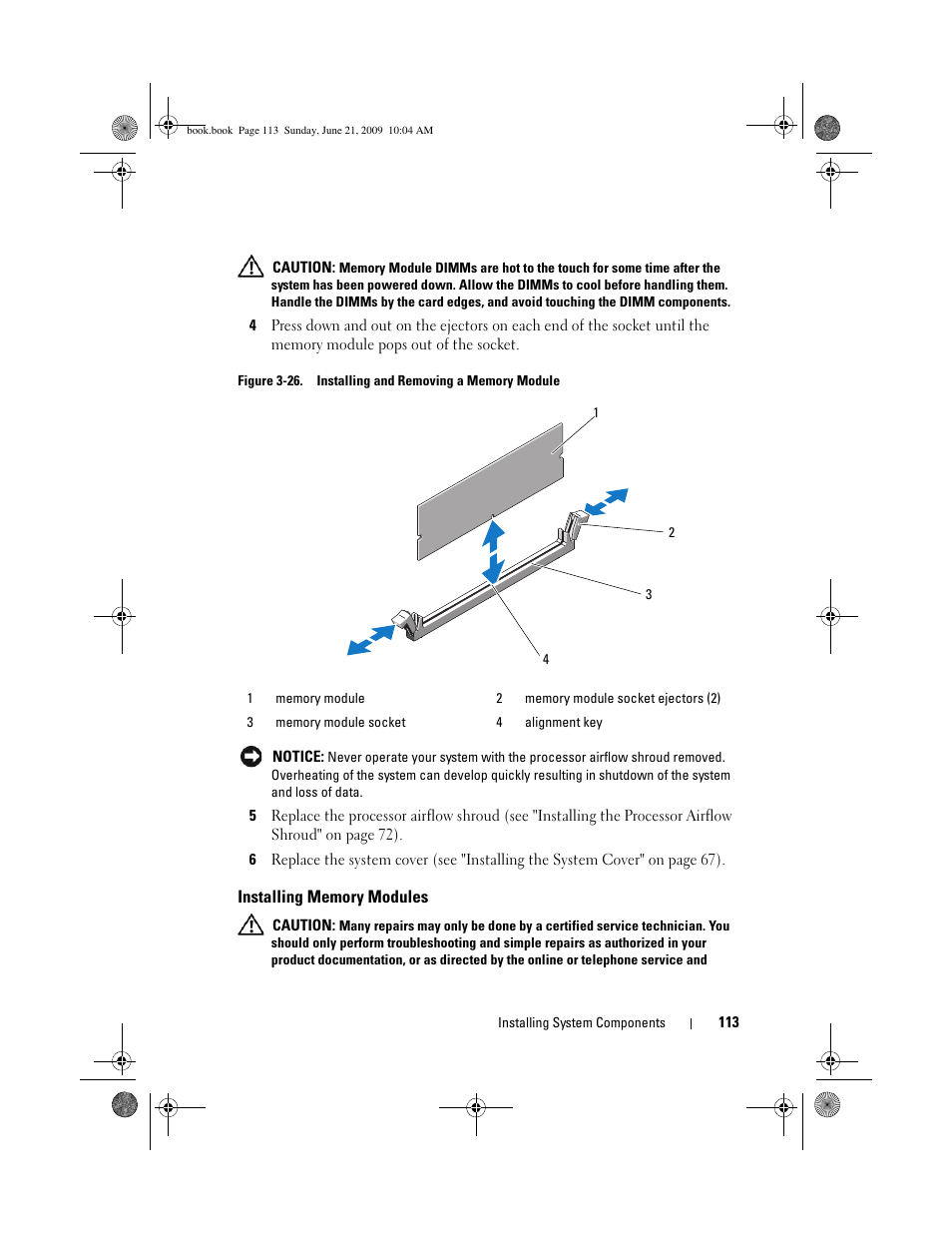 Installing memory modules | Dell PowerEdge T300 User Manual | Page 113 / 194