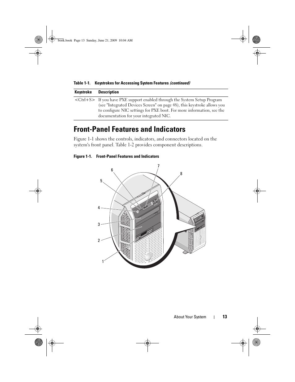 Front-panel features and indicators | Dell PowerEdge T300 User Manual | Page 13 / 194