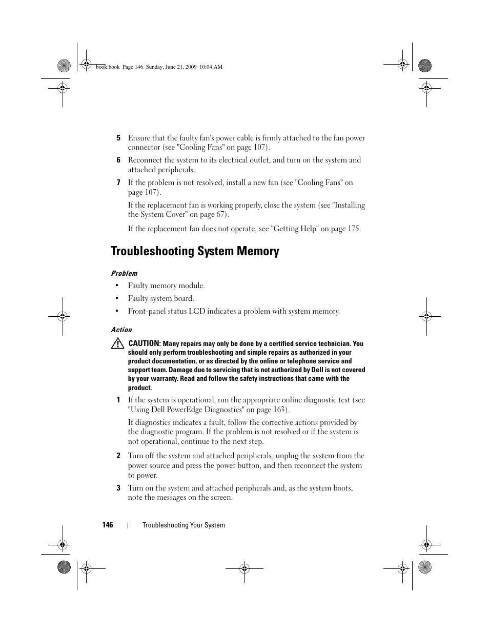 Troubleshooting system memory | Dell PowerEdge T300 User Manual | Page 146 / 194